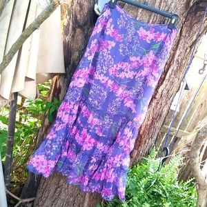SILK Allison Taylor Floral Skirt - Purple Ruffle size 10